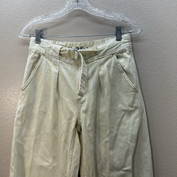 We the Free Ankle Acid Wash Barrel Jeans, Women Sz 25 High Waist belted Pleated - Picture 2 of 10